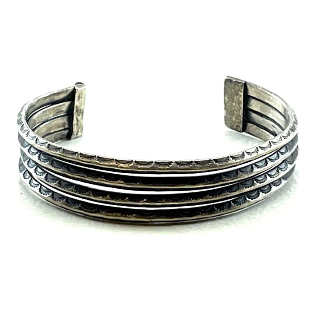 Old Pawn Navajo Carinated Ingot Cuff Bracelet Sterling Silver Native American